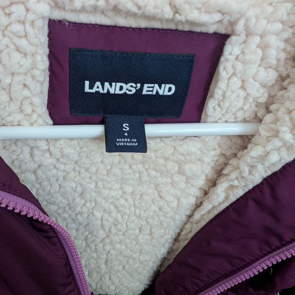Lands' End Burgundy Jacket with Cream Lining - Picture 2 of 3